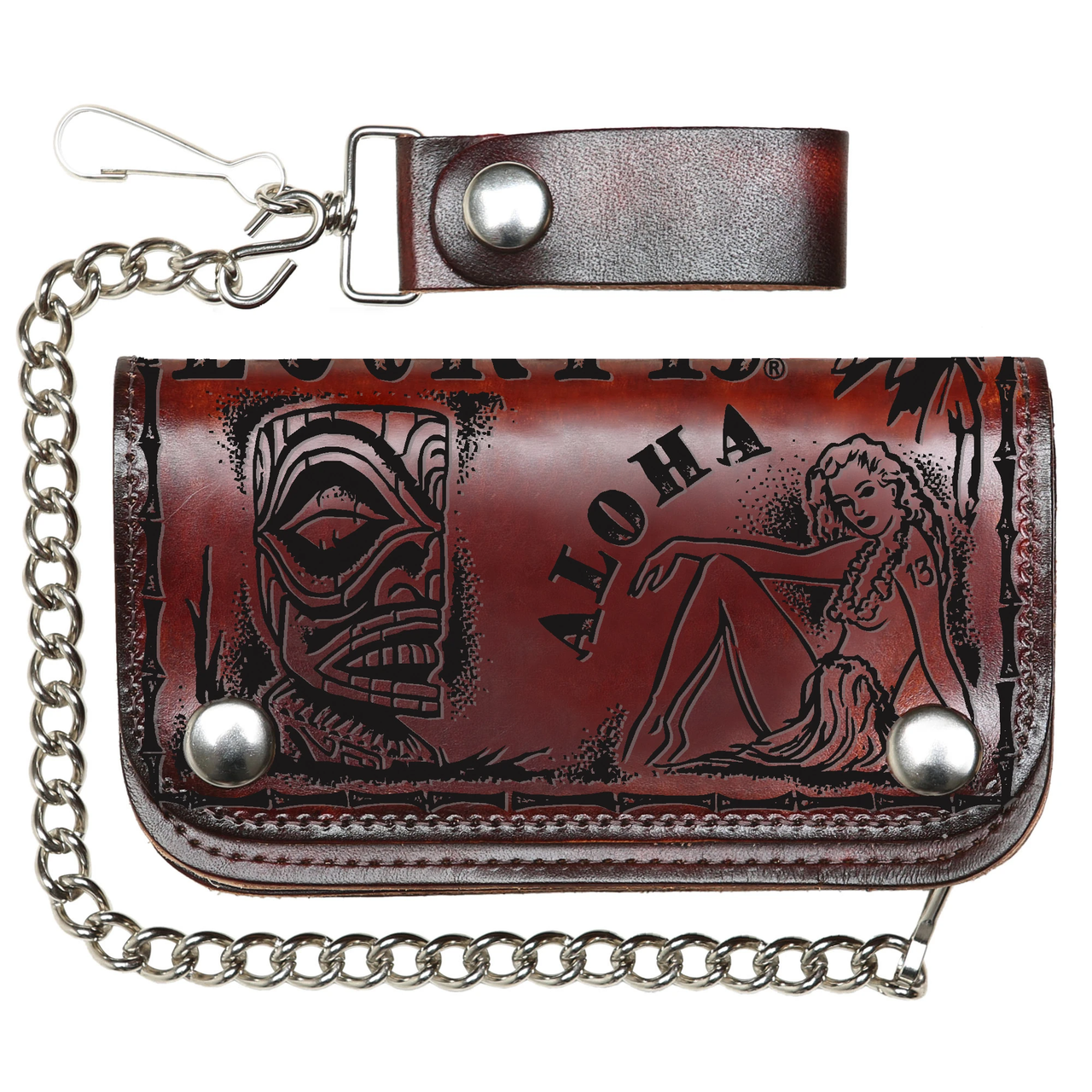 LUCKY 13 ALOHA EMBOSSED CHAIN WALLET