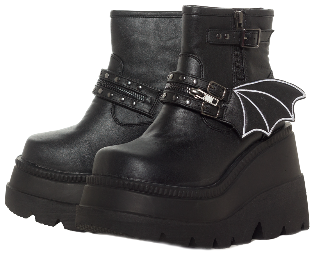 DEMONIA BAT WING ANKLE BOOTS