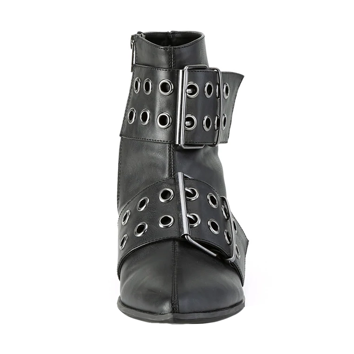 DEMONIA BIG BUCKLE POINTED TOE ANKLE BOOTS