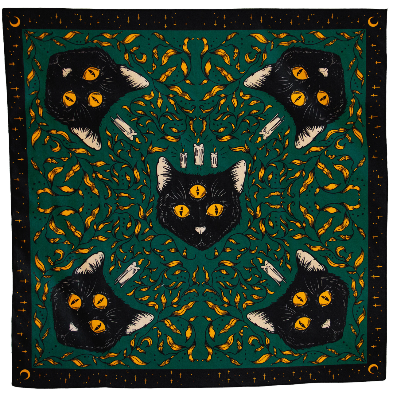 ECTOGASM WITCHY BLACK CAT SCARF GREEN