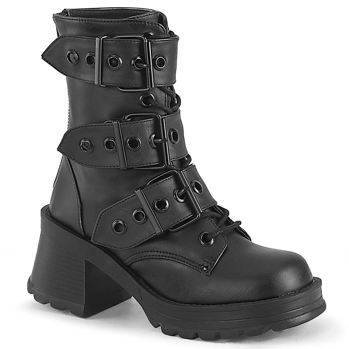 DEMONIA BRATTY LACE UP ANKLE BOOTS