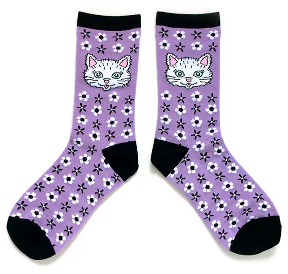 SMARTY PANTS PAPER CATS & DAISIES SOCKS