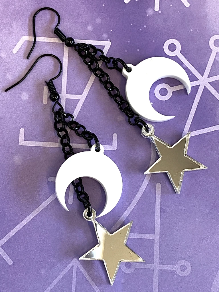 CURIOLOGY CHARMED MOON AND STARS EARRINGS