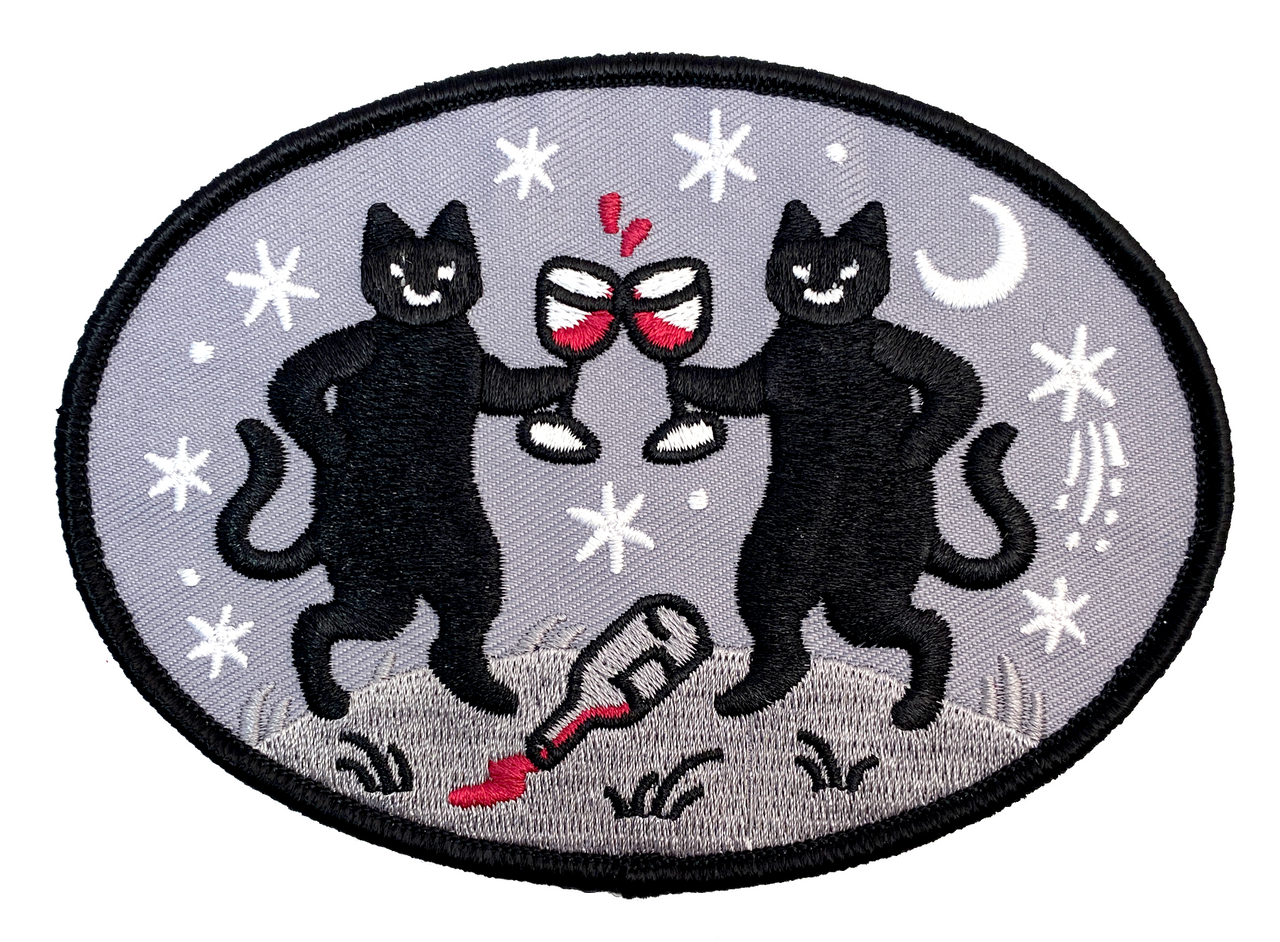CAT COVEN CHEERS! WINE CATS EMBROIDERED PATCH