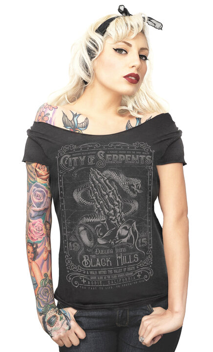 SERPENTINE CITY OF SERPENTS OFF THE SHOULDER TEE