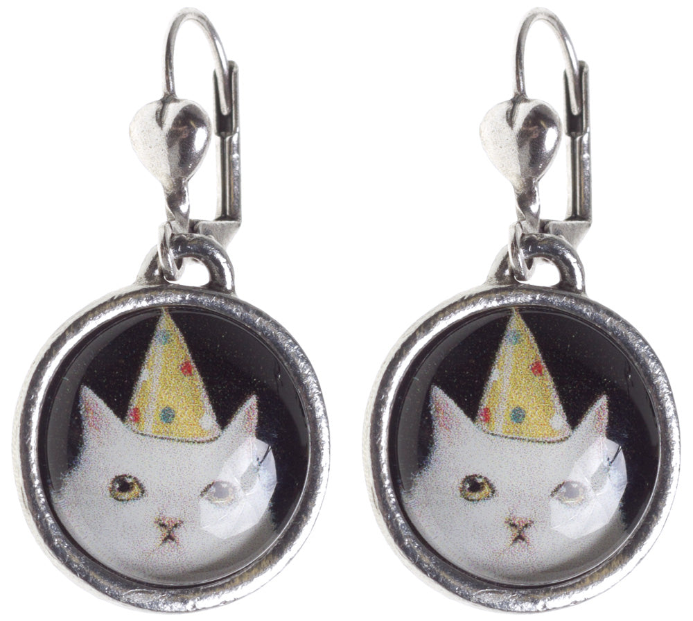 CLASSIC HARDWARE BIRTHDAY CAT EARRINGS