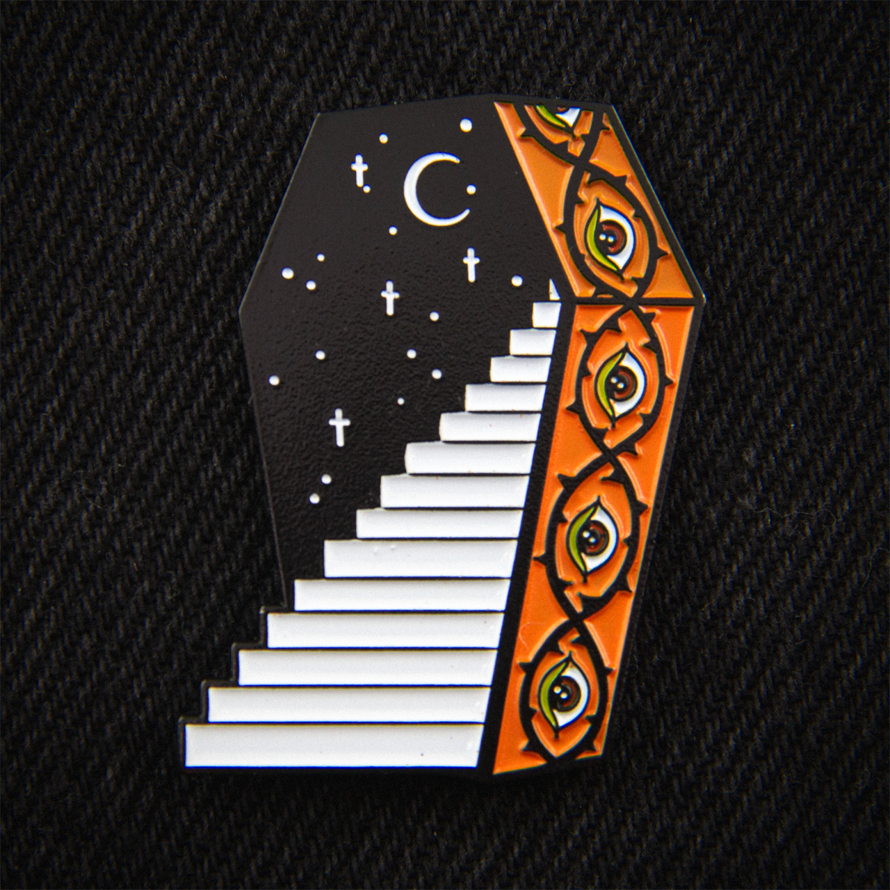ECTOGASM COFFIN STAIRS ENAMEL PIN