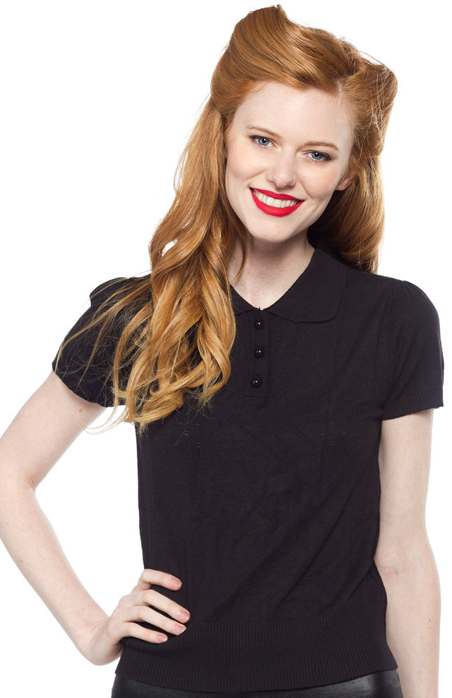 COLLECTIF FREDDIE KNITTED TOP BLACK