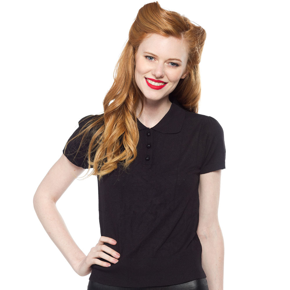 COLLECTIF FREDDIE KNITTED TOP BLACK