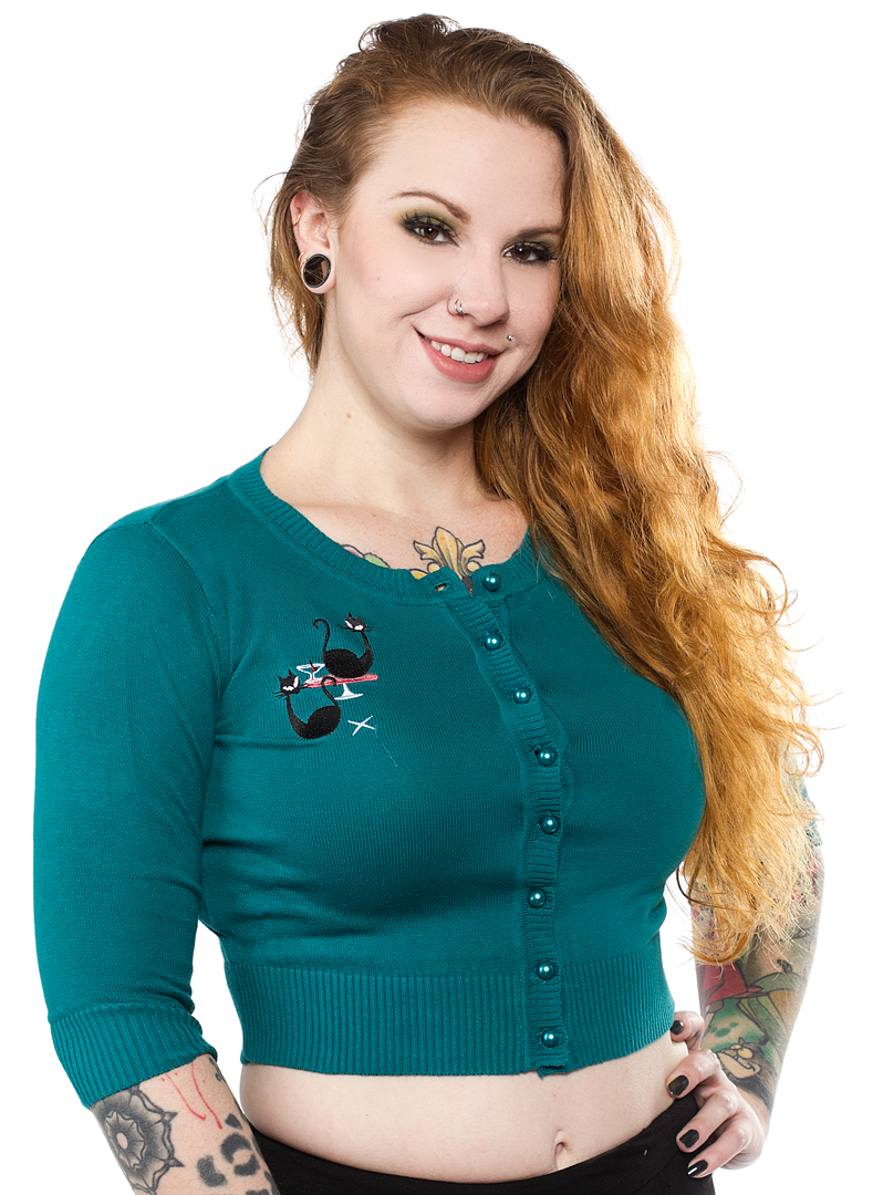 COLLECTIF LUCY ATOMIC CATS CARDIGAN