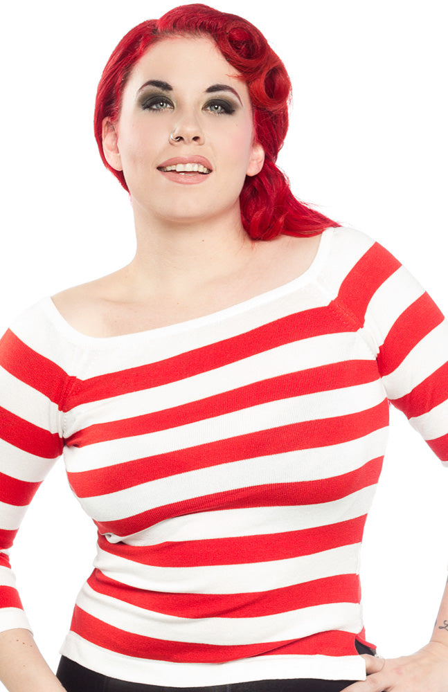 COLLECTIF MARINA SWEATER RED/WHT