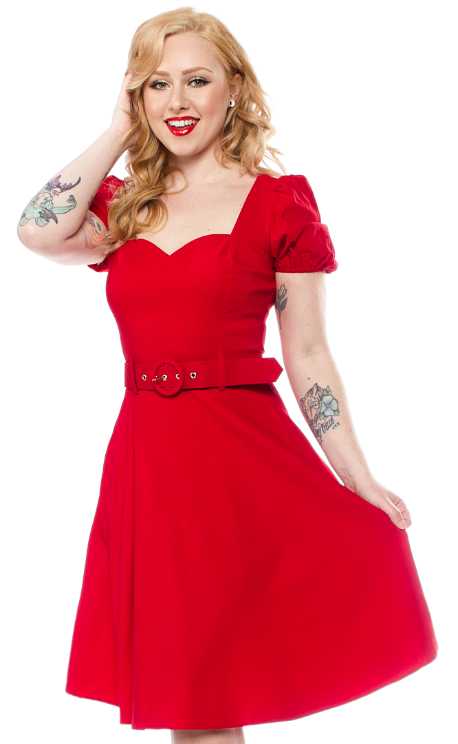 COLLECTIF PAISLEY SWING DRESS RED