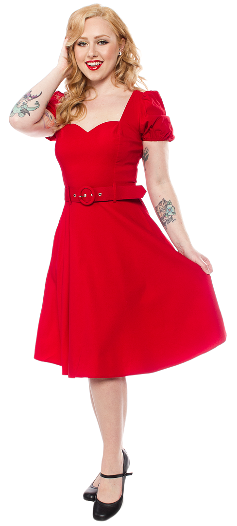 COLLECTIF PAISLEY SWING DRESS RED