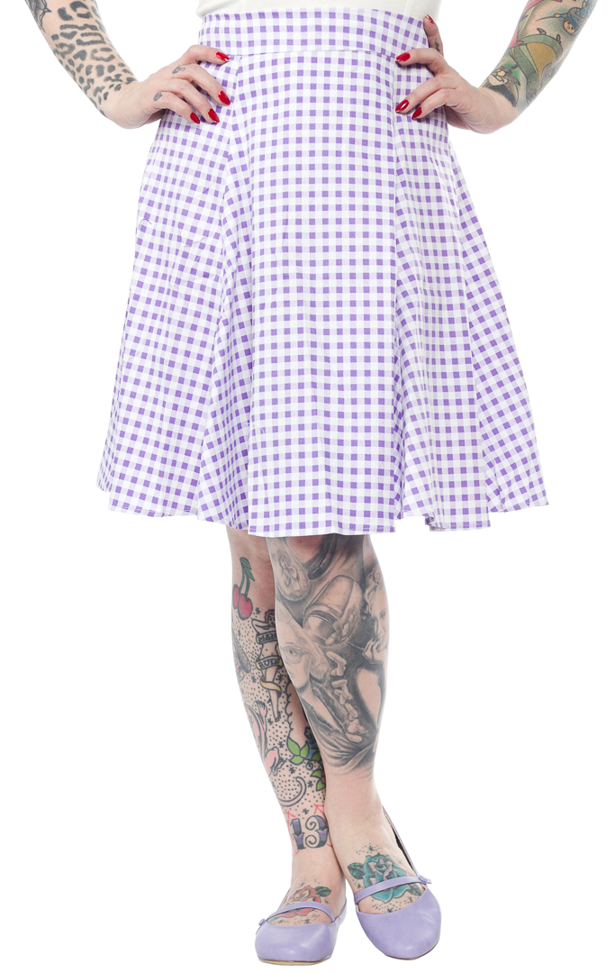 COLLECTIF TAMMY GINGHAM SKIRT LILAC