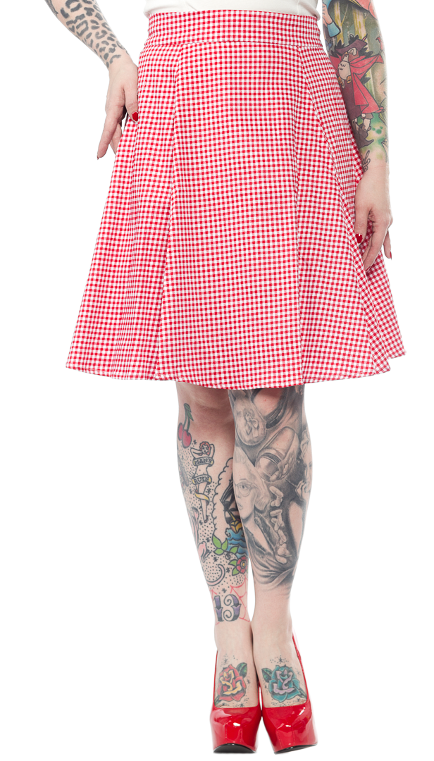COLLECTIF TAMMY GINGHAM SKIRT RED