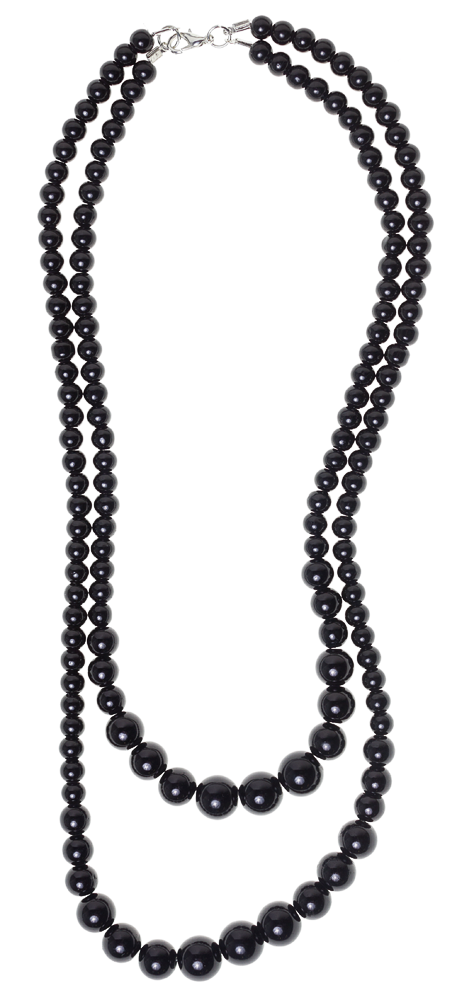 COLLECTIF TWO TIER BEADED NECKLACE BLACK