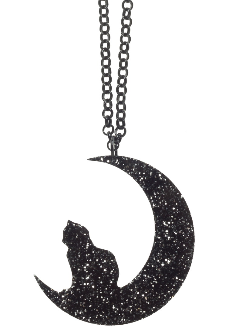 CURIOLOGY CAT AND CRESCENT MOON NECKLACE
