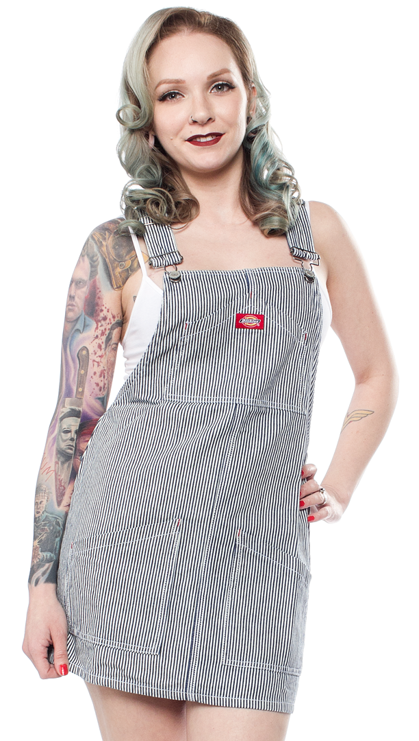DICKIES GIRL HICKORY STRIPED OVERALL DRESS
