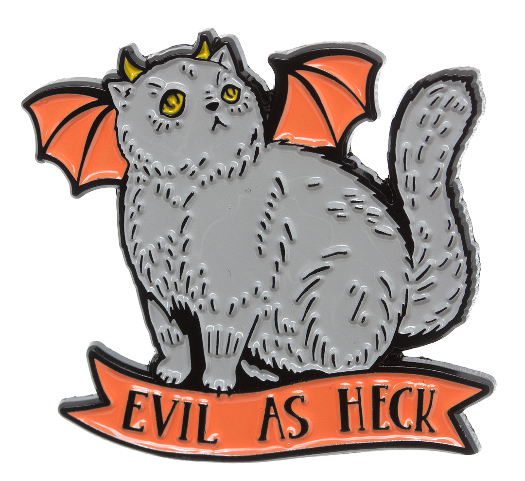 ECTOGASM EVIL AS HECK DEVIL CAT ENAMEL PIN