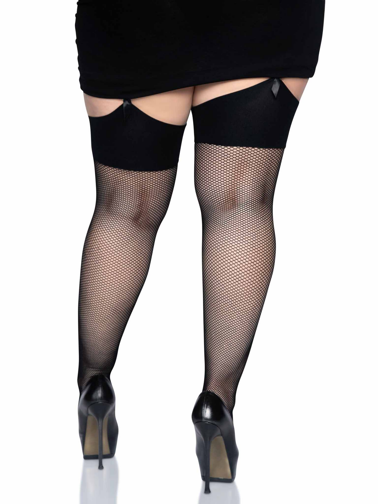 FISHNET THIGH HIGH STOCKINGS W/ WIDE BAND 2X