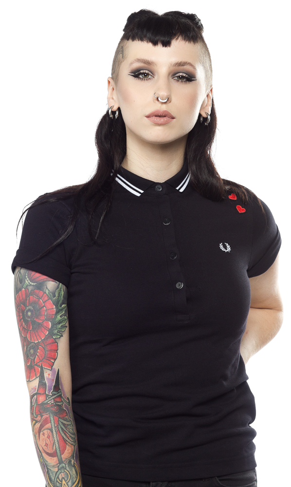 FRED PERRY AMY WINEHOUSE PIQUE POLO SHIRT BLACK