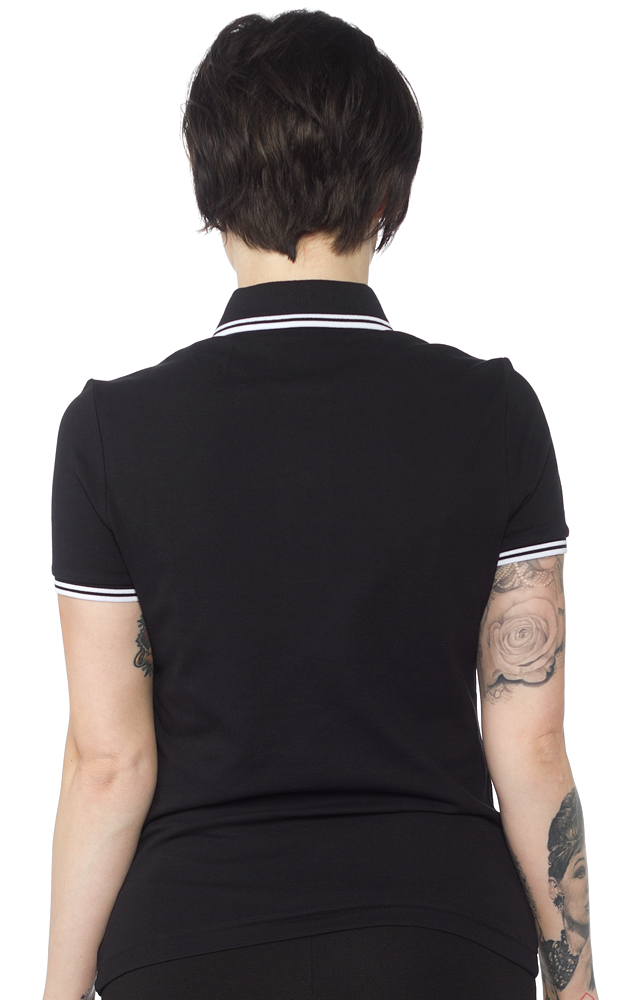 FRED PERRY GIRLS TWIN TIPPED POLO BLACK/WHITE
