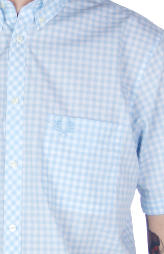 FRED PERRY GINGHAM SHIRT ICE BLUE