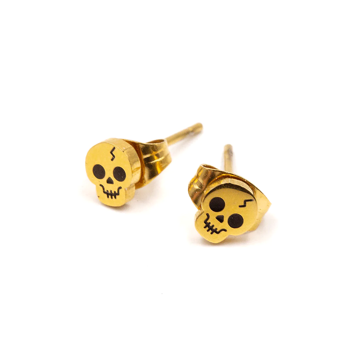THESE ARE THINGS GOLD SKULL MICRO STUD EARRINGS