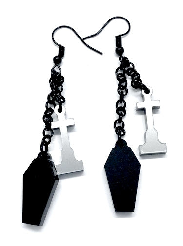 CURIOLOGY COFFINS AND HEADSTONES CHARMED EARRINGS