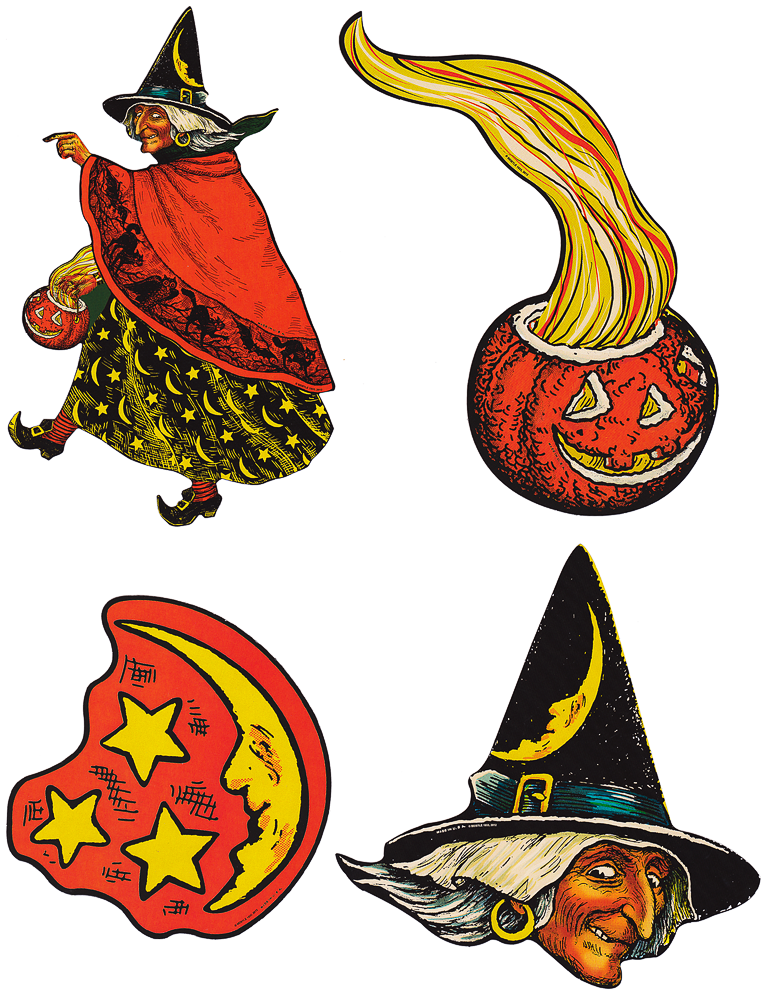 VINTAGE BEISTLE FOUR PIECE HALLOWEEN CUT OUT SET WITCHES BREW