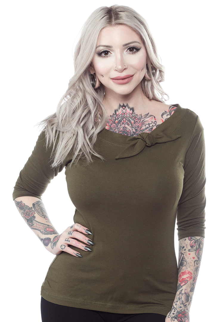 HEART OF HAUTE LILY TOP OLIVE