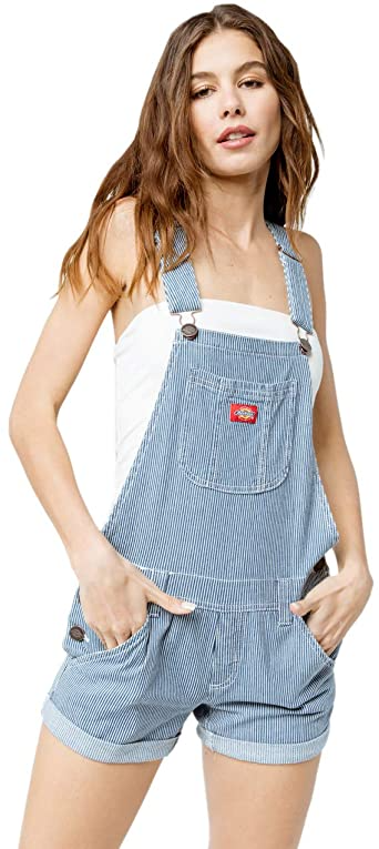 DICKIES GIRL HICKORY STRIPED OVERALL SHORTS