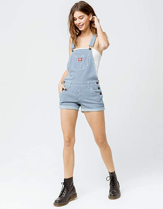 DICKIES GIRL HICKORY STRIPED OVERALL SHORTS