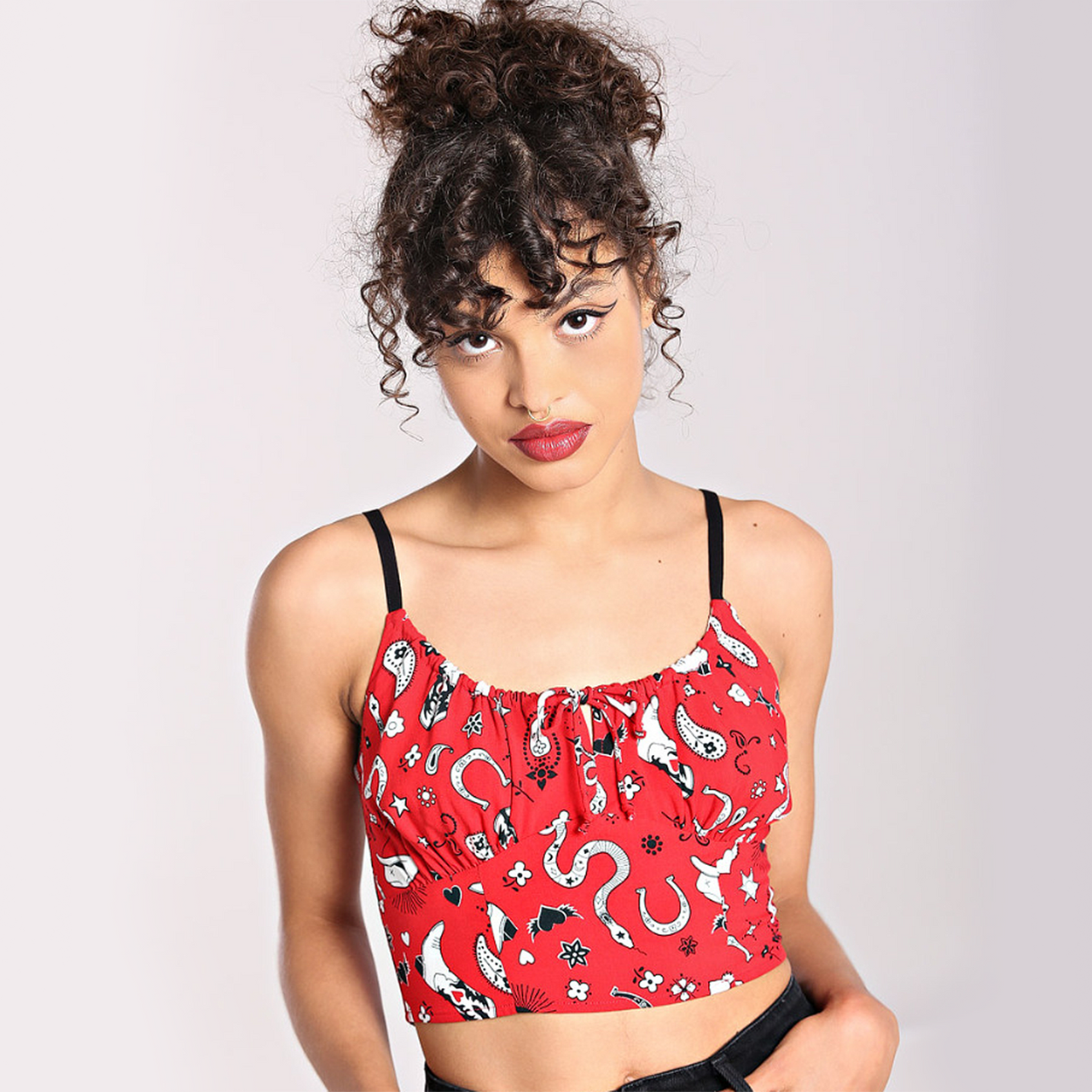 HELL BUNNY EMMYLOU CROP TOP