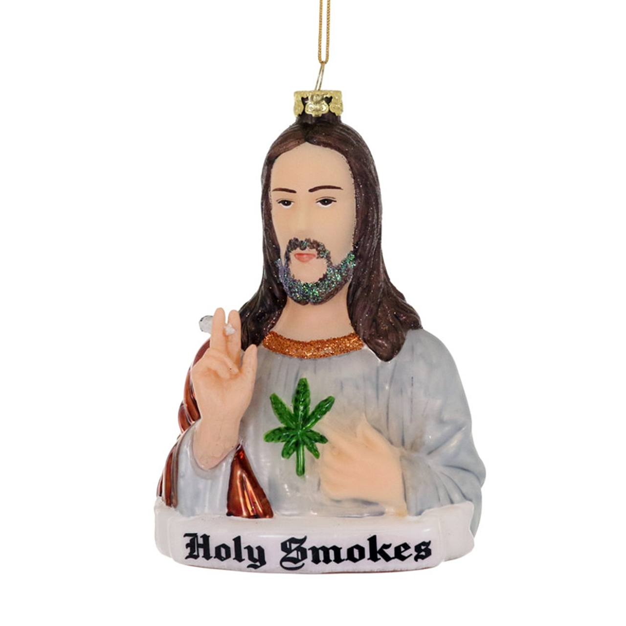 HOLY SMOKES GLASS ORNAMENT