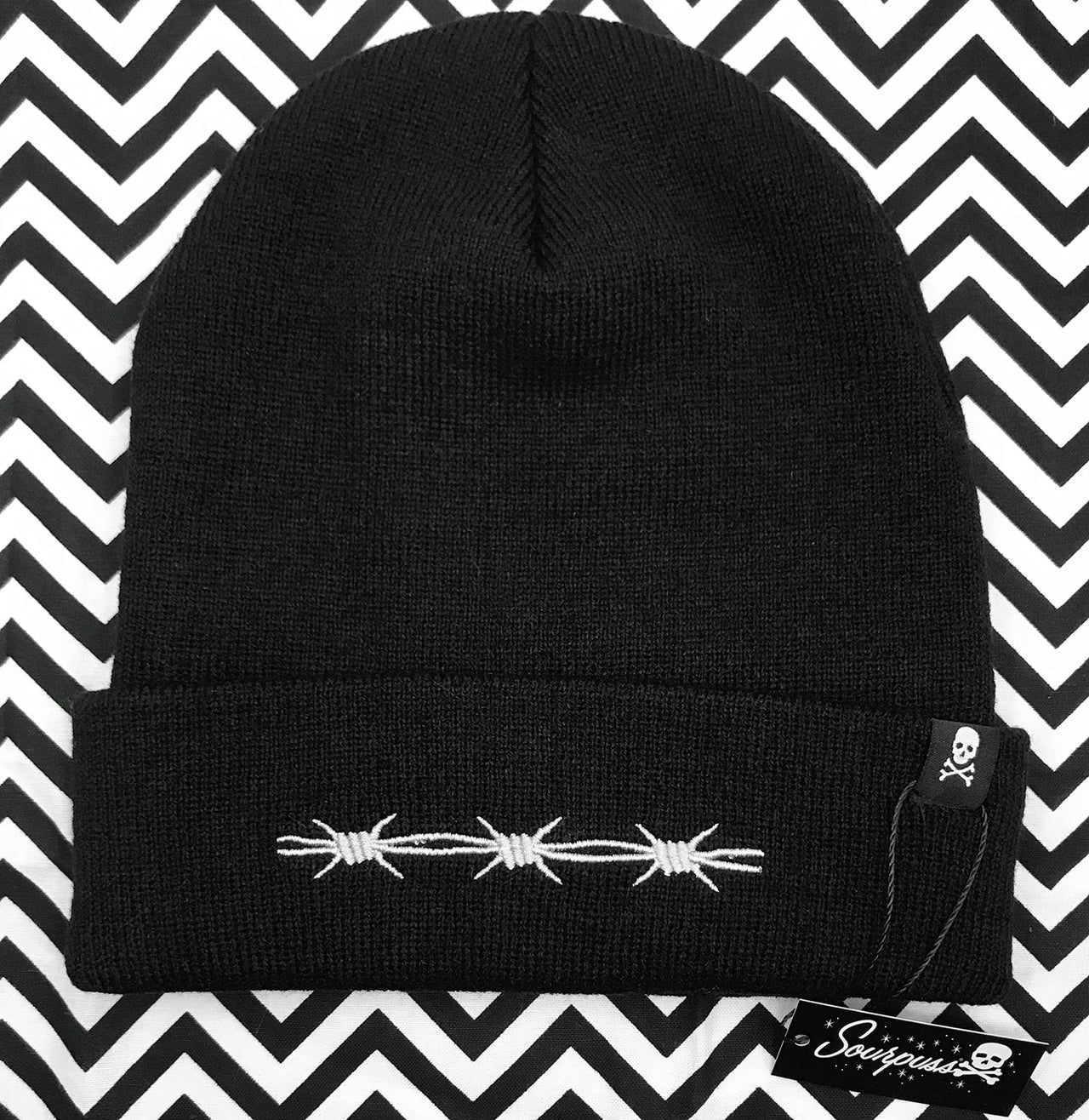 SOURPUSS BARBED WIRE KNIT HAT