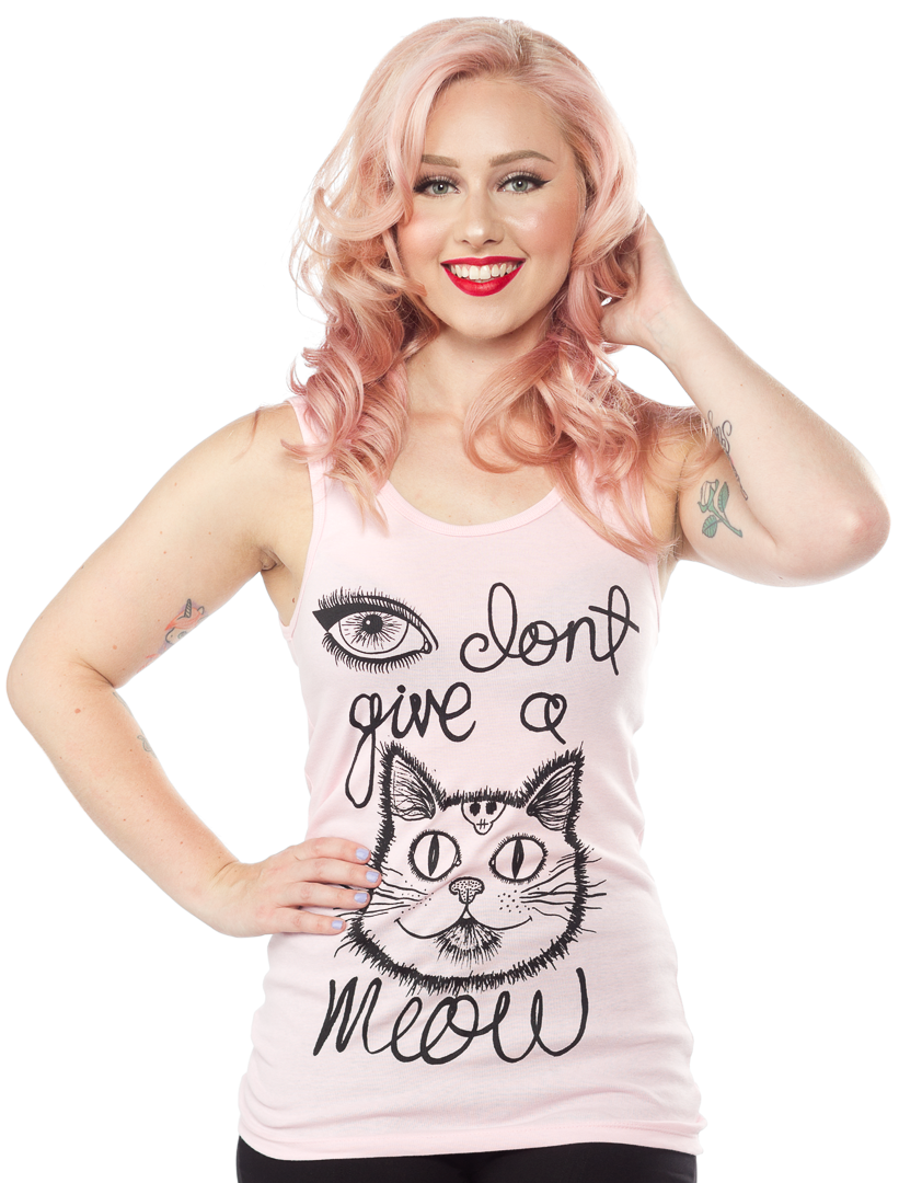 JESSICA LOUISE CATFACE MEOW TANK TOP PINK