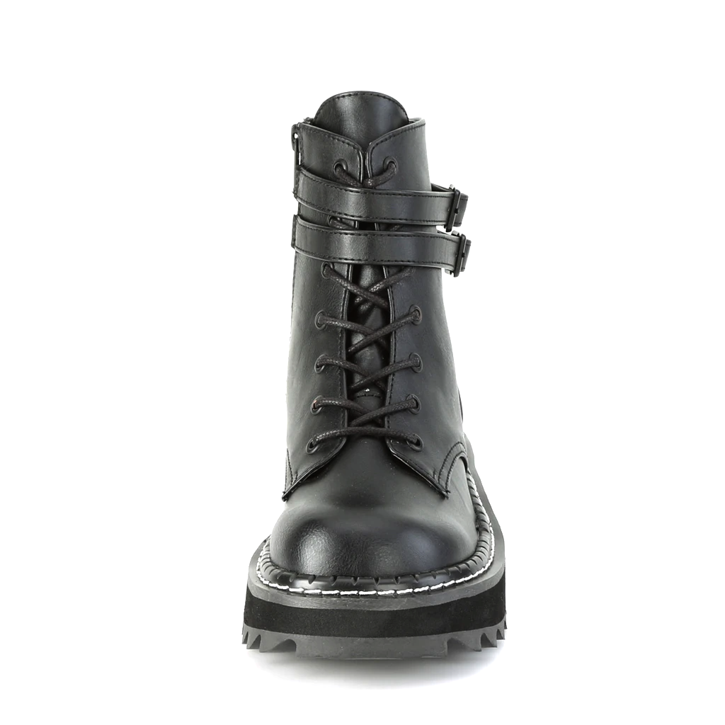 DEMONIA LILITH LACE UP ANKLE BOOTS