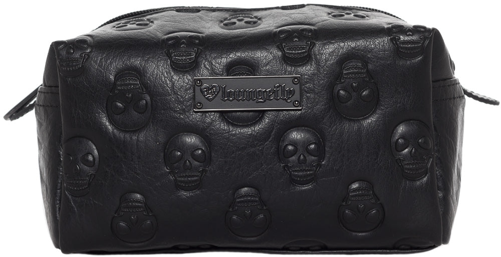 LOUNGEFLY EMBOSSED SKULL COSMETIC BAG