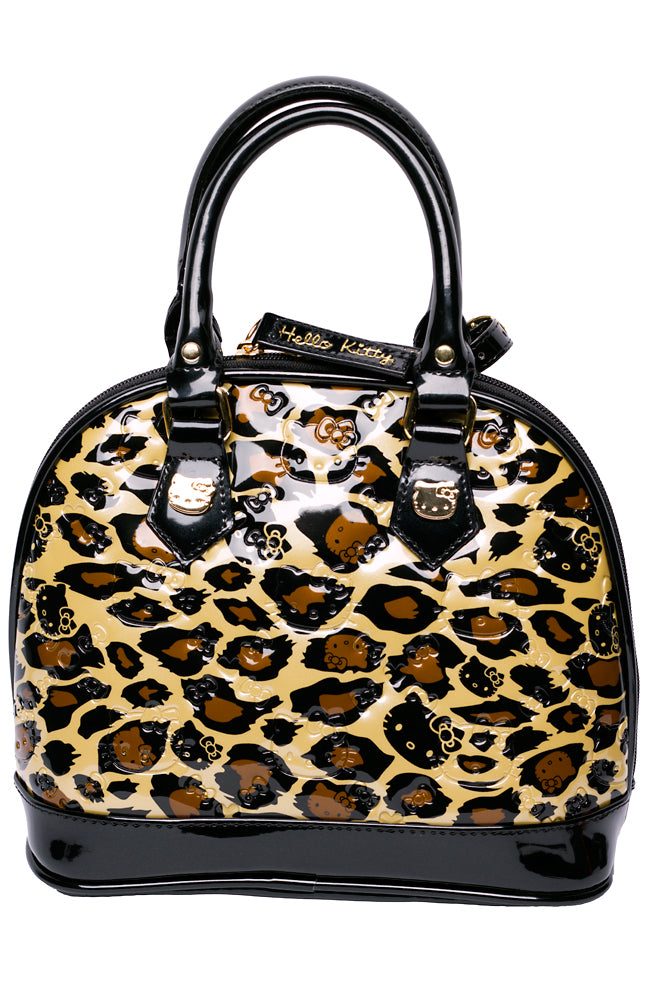 LOUNGEFLY HELLO KITTY Large Domed Bag Leopard Embossed Patent Leather.