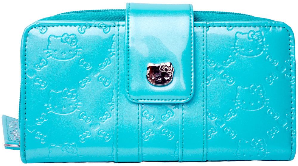 HELLO KITTY EMBOSSED WALLET TURQUOISE