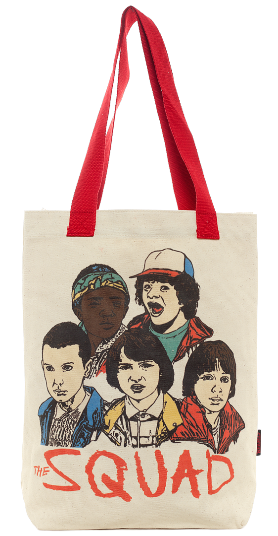LOUNGEFLY STRANGER THINGS SQUAD TOTE BAG