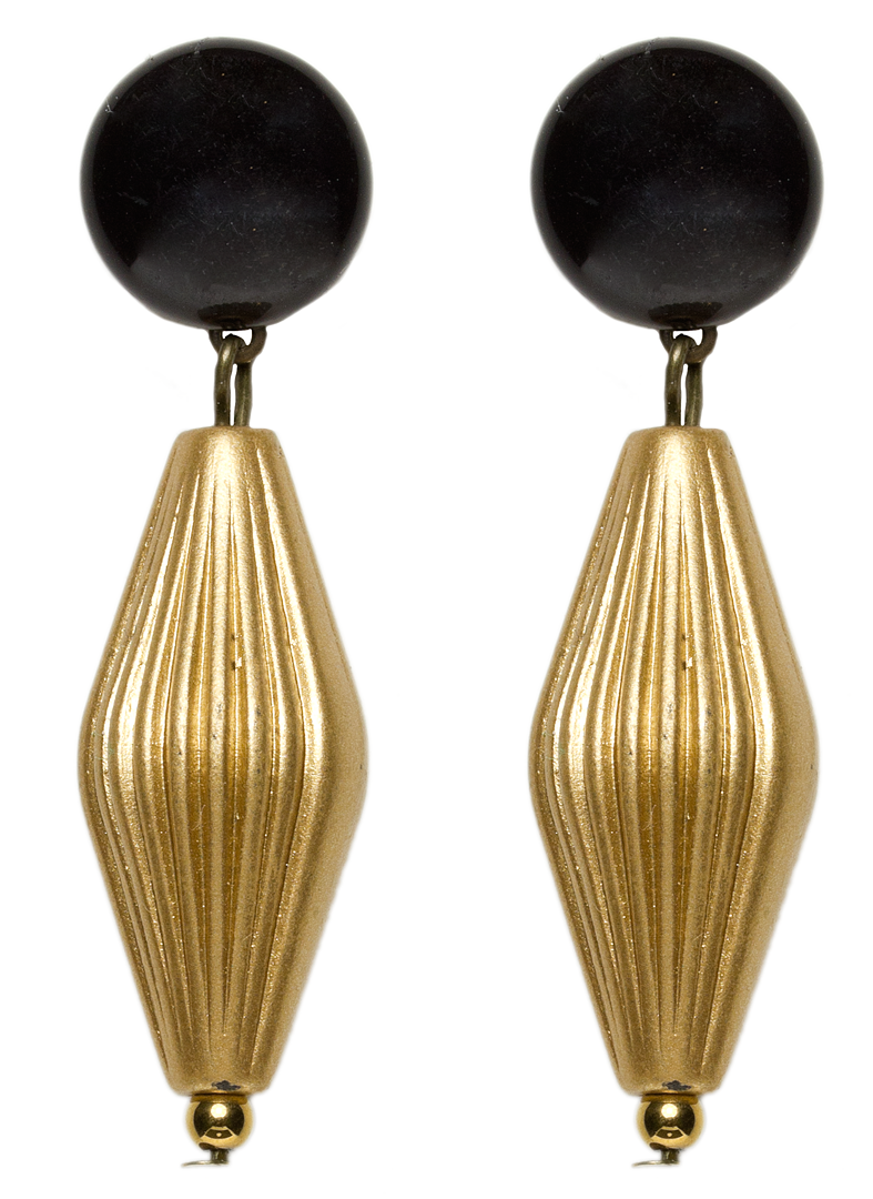 LUXULITE GOLDTONE FLUTED EARRINGS
