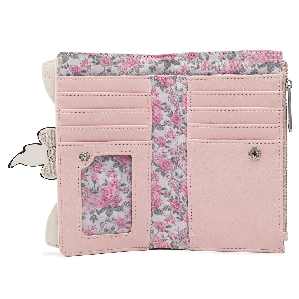 LOUNGEFLY DISNEY MARIE FLORAL FACE FLAP WALLET