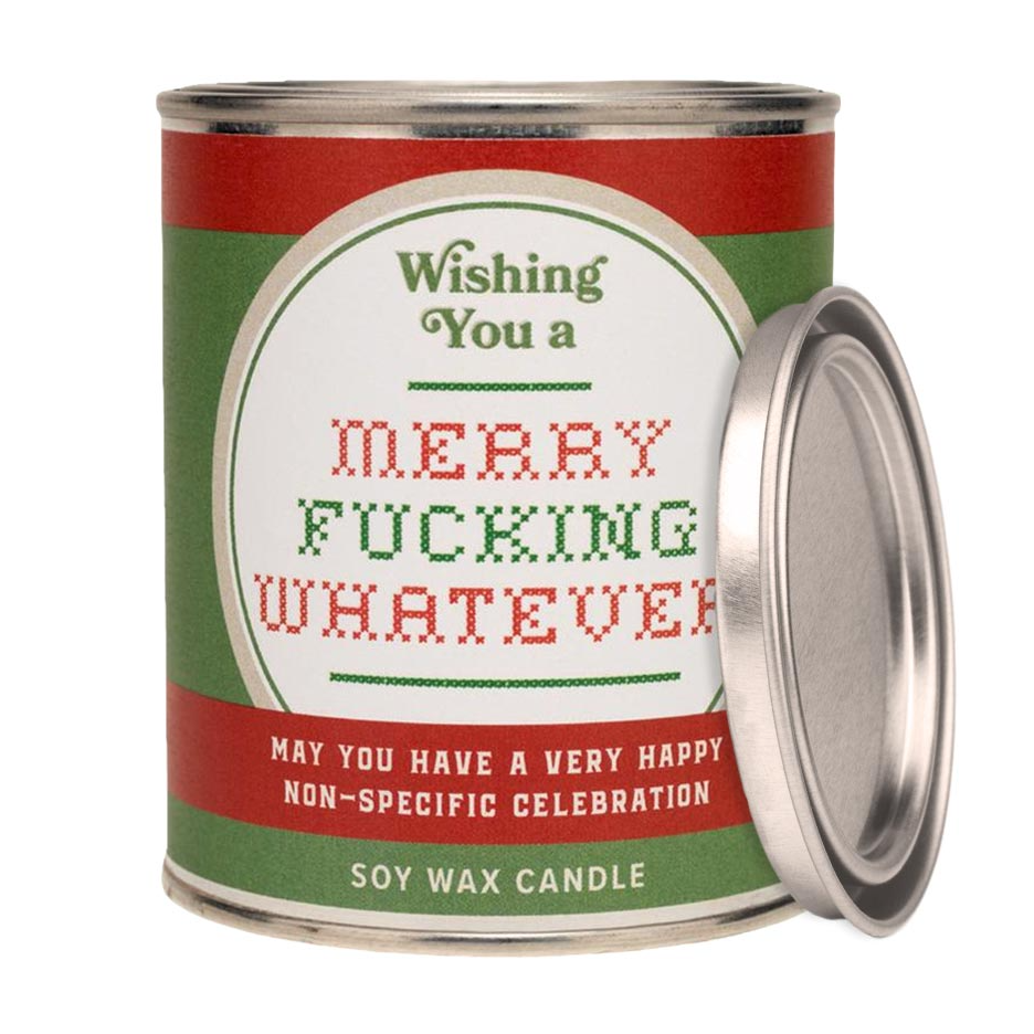 WHISKEY RIVER SOAP CO. MERRY F*CKING WHATEVER PAINT CAN CANDLE