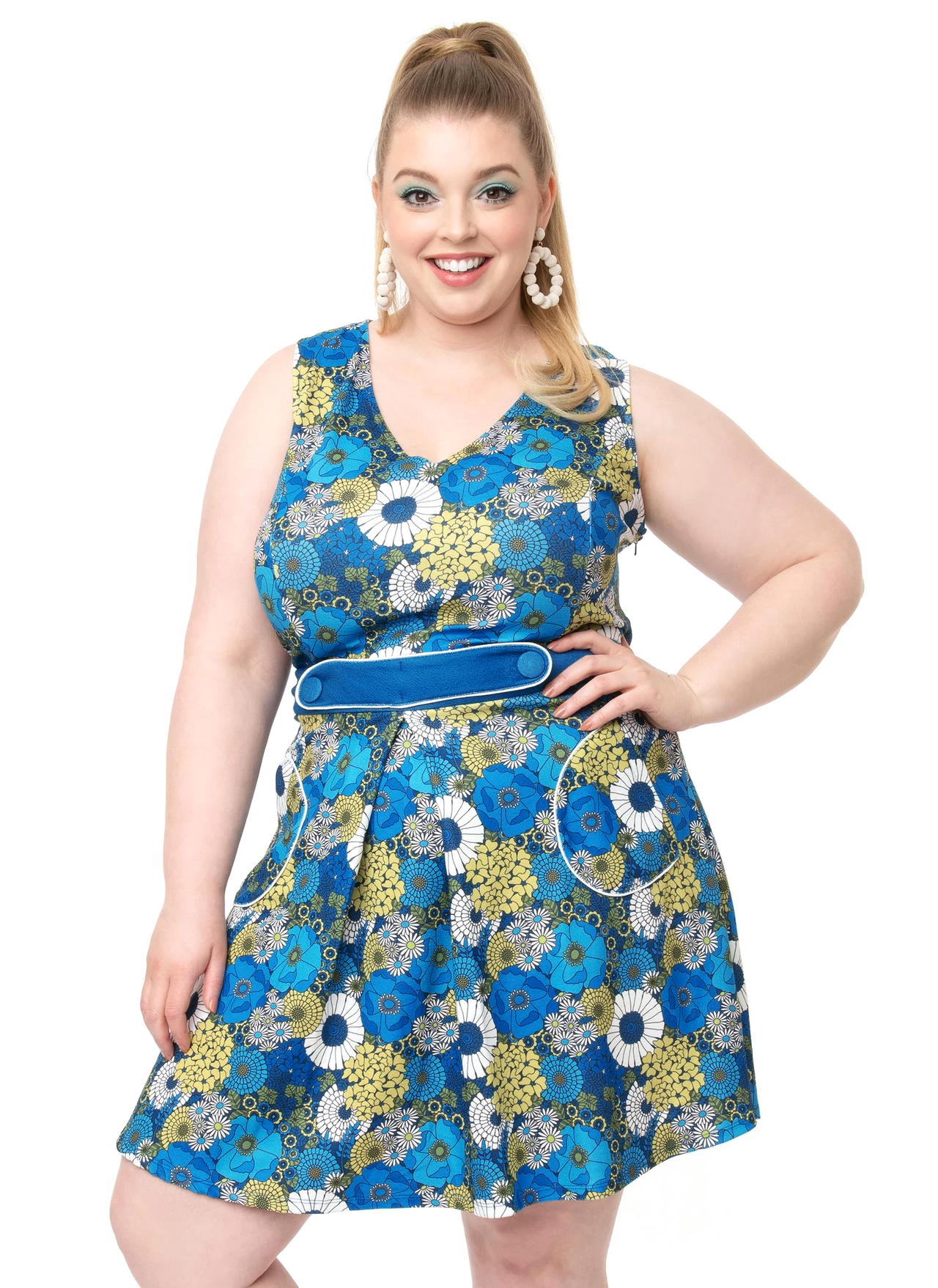 SMAK PARLOUR MOD FLORAL TOTALLY RADICAL FIT & FLARE DRESS