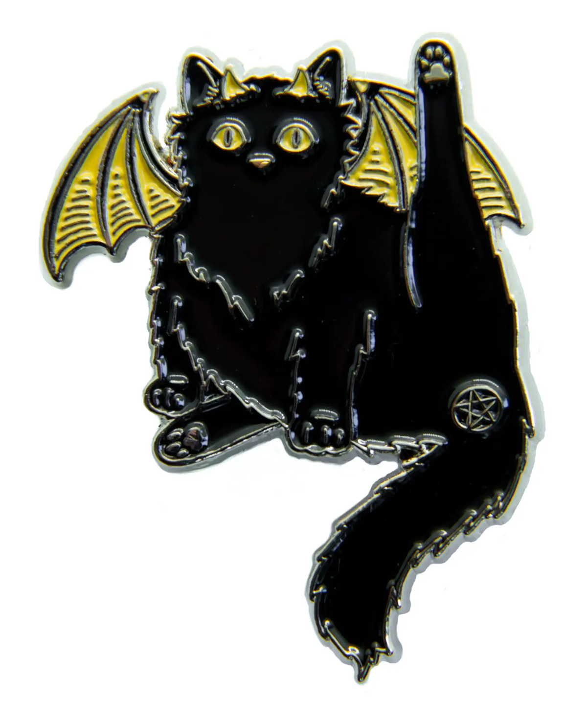 ECTOGASM BLACK CAT PENTACLE BUTT ENAMEL PIN