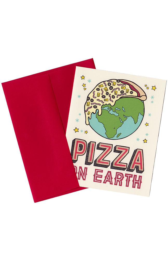 PIZZA ON EARTH GREETING CARD