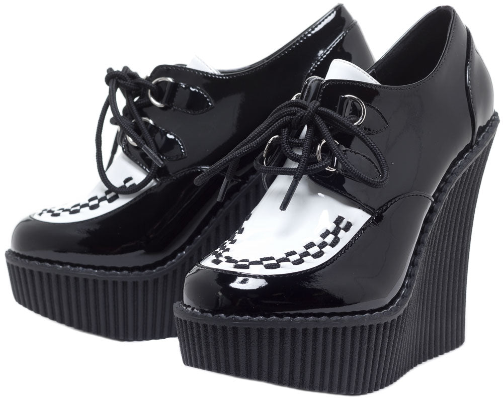 DEMONIA PUTTING ON THE RITZ TWO-TONED CREEPER WEDGES