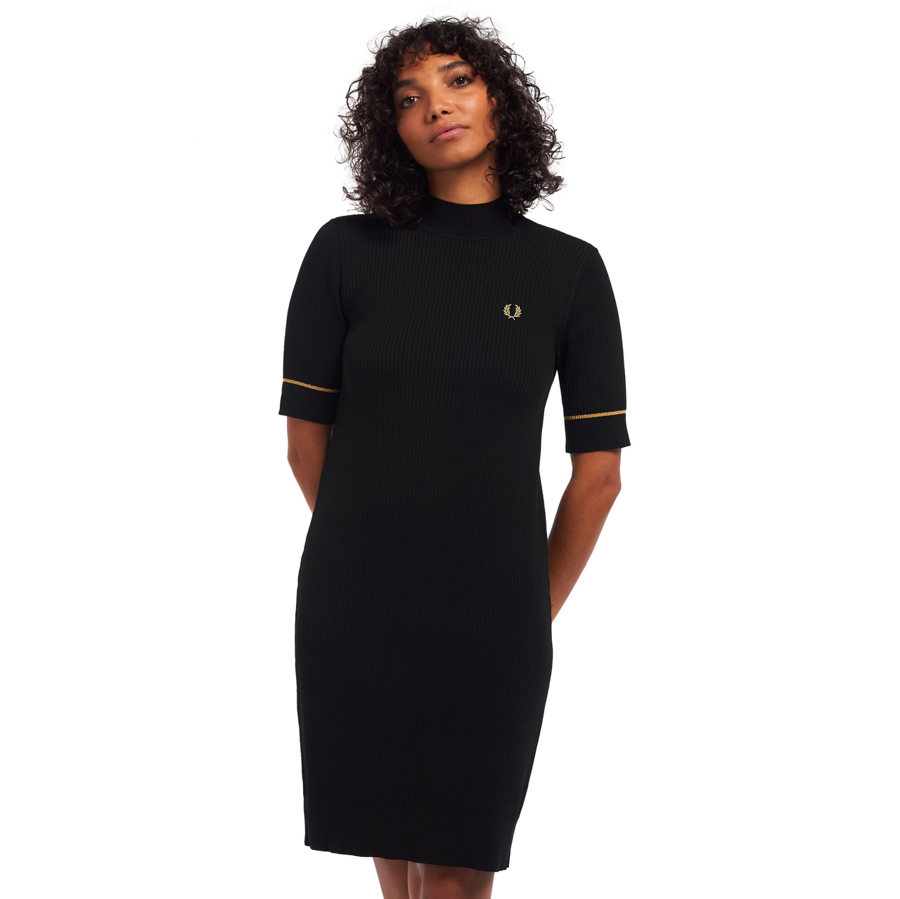 FRED PERRY RIBBED KNITTED DRESS BLACK